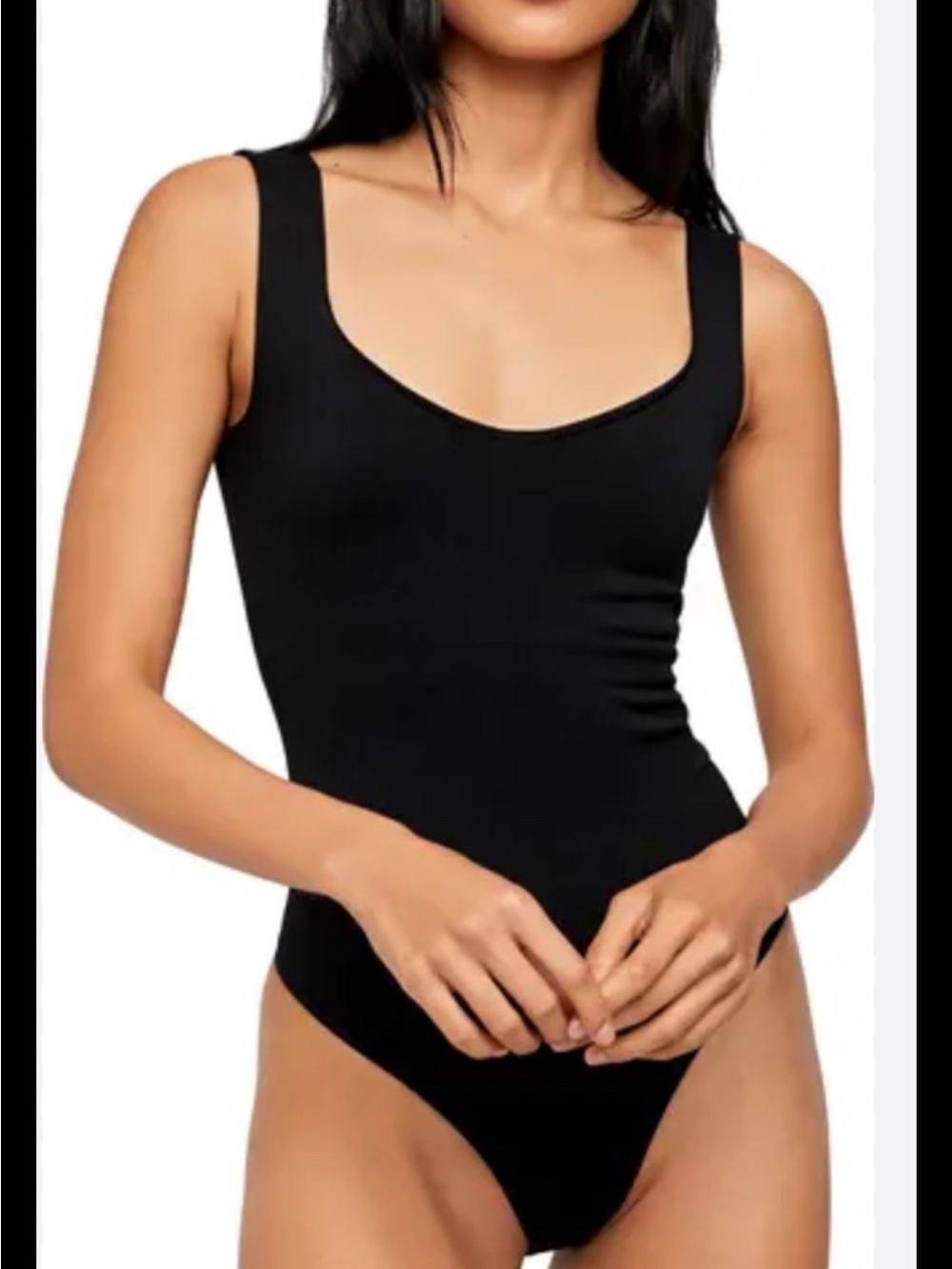 Intimately by Free People Clean Lines Black Sleeveless Thong Bodysuit M/L